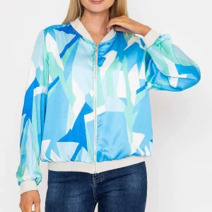 Pala D'oro Blue Printed Bomber Jacket*Women Coats & Jackets