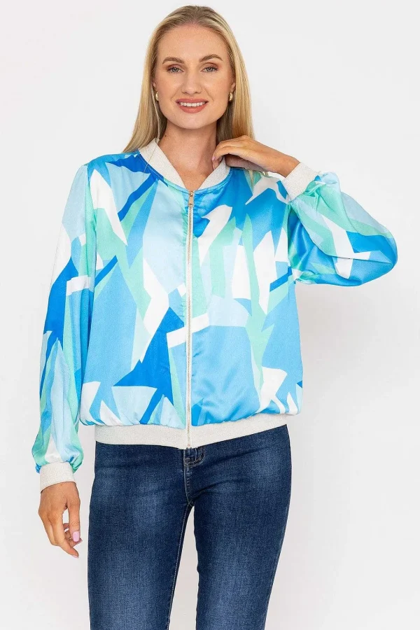 Pala D'oro Blue Printed Bomber Jacket*Women Coats & Jackets