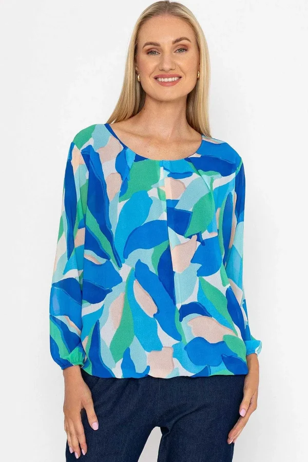 Pala D'oro Blue Printed Long Sleeve Blouse*Women Tops & Blouses