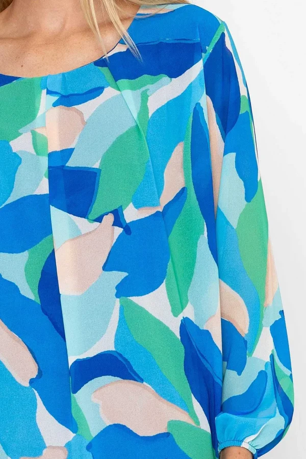 Pala D'oro Blue Printed Long Sleeve Blouse*Women Tops & Blouses