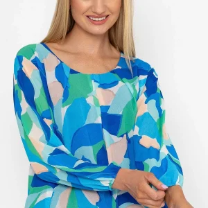 Pala D'oro Blue Printed Long Sleeve Blouse*Women Tops & Blouses