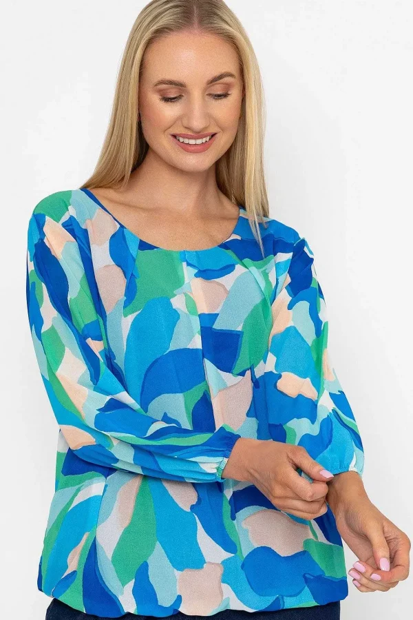 Pala D'oro Blue Printed Long Sleeve Blouse*Women Tops & Blouses