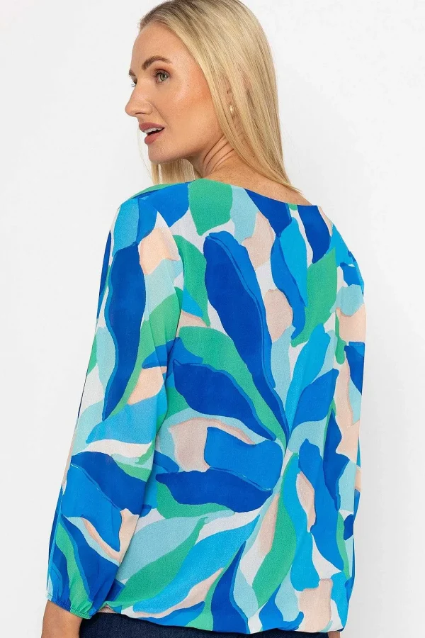 Pala D'oro Blue Printed Long Sleeve Blouse*Women Tops & Blouses