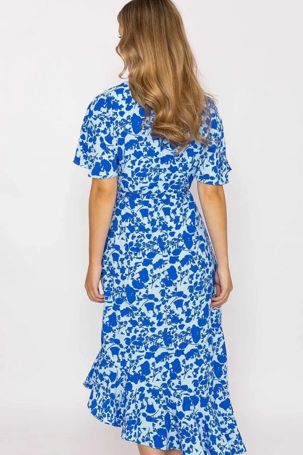Nova of London Blue Ruffle Wrap Midi Dress*Women Dresses & Jumpsuits