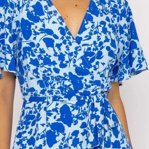 Nova of London Blue Ruffle Wrap Midi Dress*Women Dresses & Jumpsuits