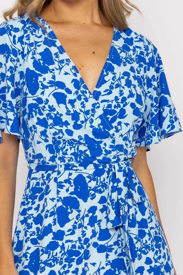Nova of London Blue Ruffle Wrap Midi Dress*Women Dresses & Jumpsuits