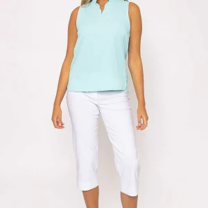 Rowen Avenue Blue Scallop Trim Sleeveless Top*Women Tops & Blouses