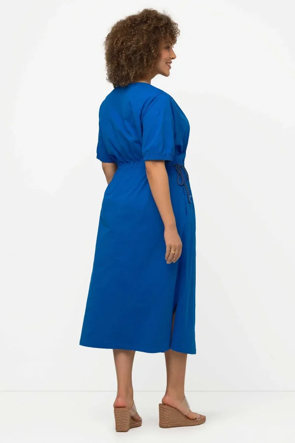 Ulla Popken Blue Short Sleeve Drawstring Waist Midi Dress*Women Dresses