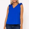 Rowen Avenue Blue Sleeveless Ruffle Top*Women Tops & Blouses
