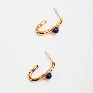 Joularie Blue Stone Open Hoop Earrings* Boxed Gifts