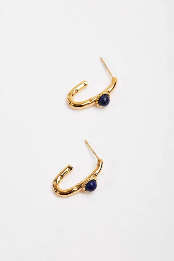 Joularie Blue Stone Open Hoop Earrings* Boxed Gifts