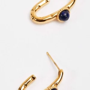 Joularie Blue Stone Open Hoop Earrings* Boxed Gifts