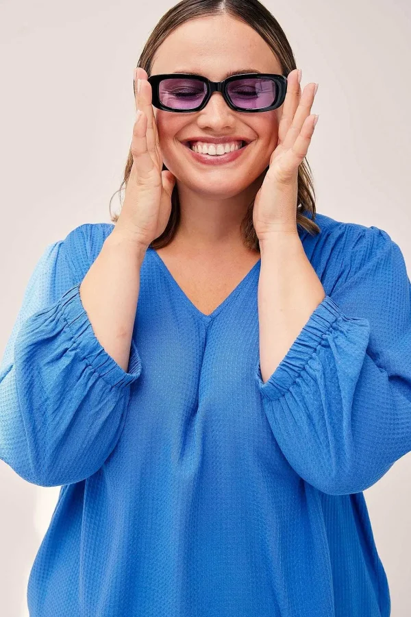 Simple Wish Blue Viscose Top*Women Tops & Blouses