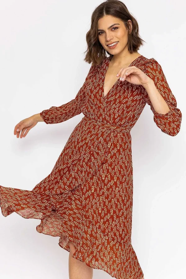 Rowen Avenue Boho Wrap Dress In Rust*Women Dresses & Jumpsuits