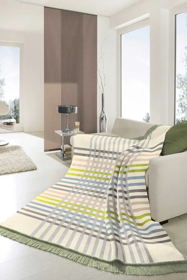 Biederlack Border Check Green Blanket* Homeware