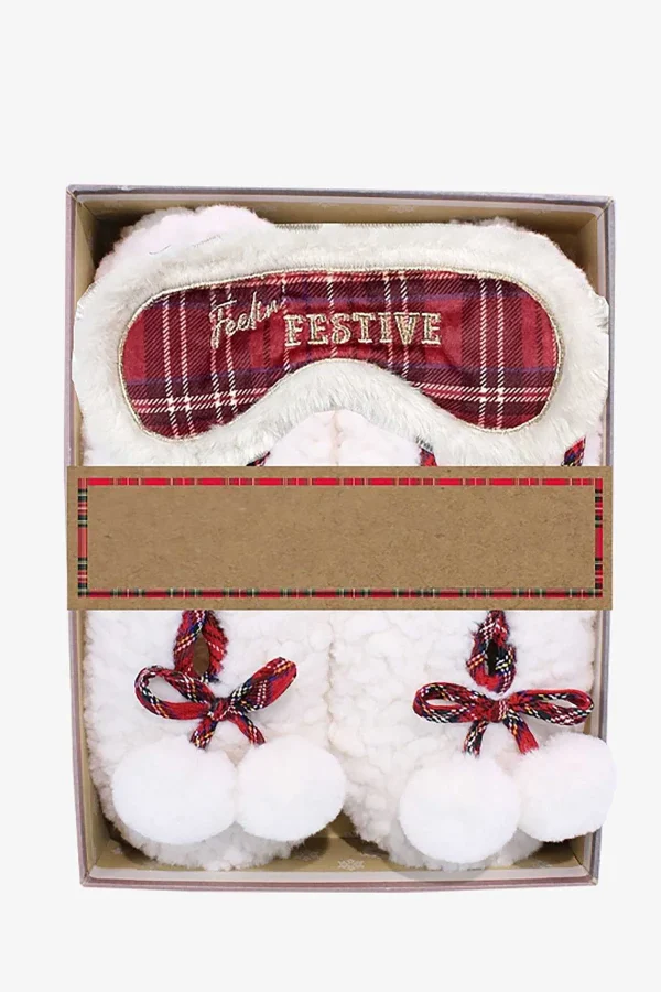 Something Special Gifts Borg Cosies And Eye Mask Set Size 4/5*Women Nightwear