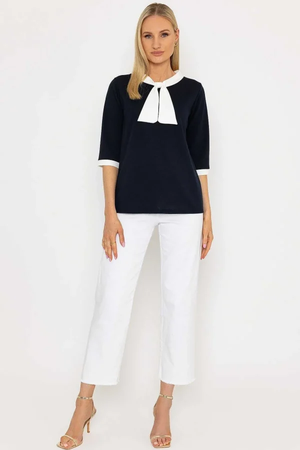 Pala D'oro Bow Neck Scuba Top*Women Tops & Blouses
