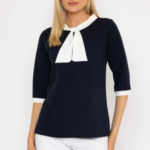 Pala D'oro Bow Neck Scuba Top*Women Tops & Blouses