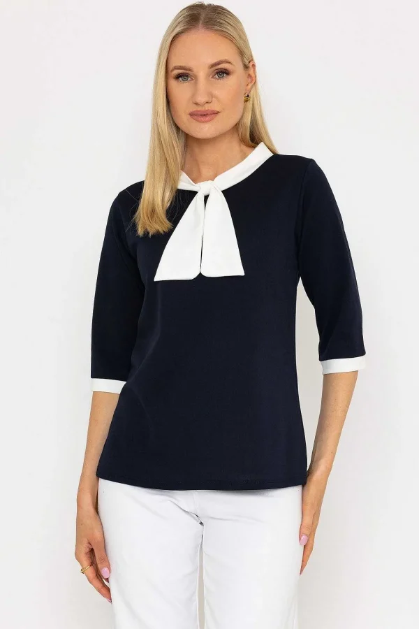 Pala D'oro Bow Neck Scuba Top*Women Tops & Blouses