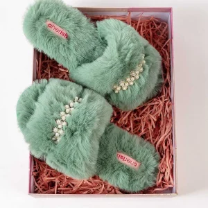 Cherish Accessories Boxed Embellished Slippers In Green*Women Nightwear