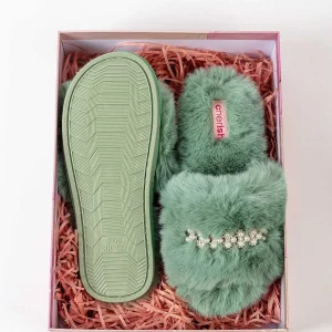 Cherish Accessories Boxed Embellished Slippers In Green*Women Nightwear