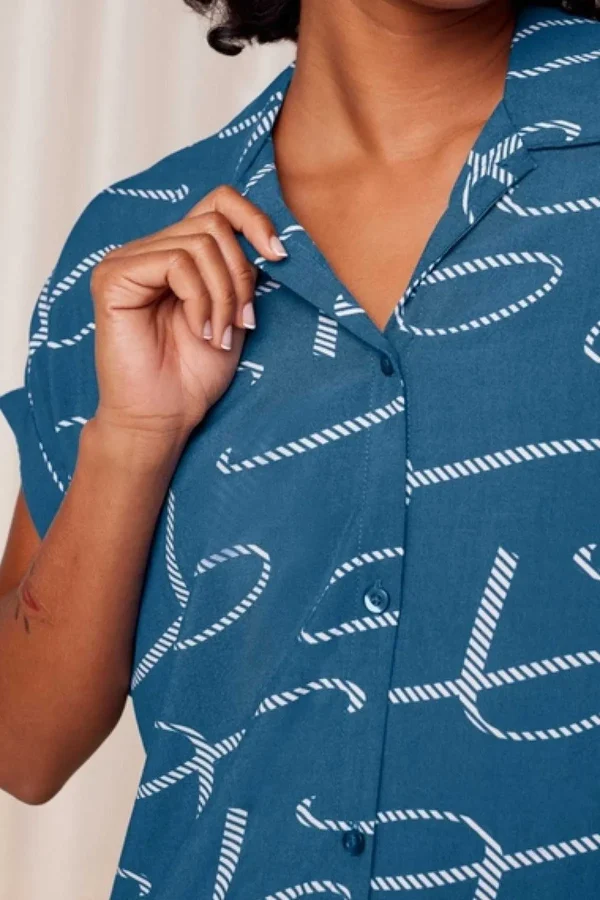 Triumph Boyfriend Fit Nightdress In Blue Print*Women Nightwear