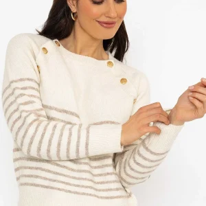 J'aime la Vie Breton Brown Stripe Knit Jumper*Women Jumpers & Cardigans