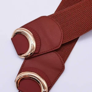 SOUL Accessories Brown Elastic Belt With Gold Clasp* Belts