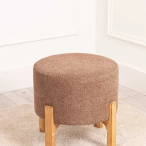 Carraig Donn HOME Brown Linen Upholstered Foot Stool* Homeware