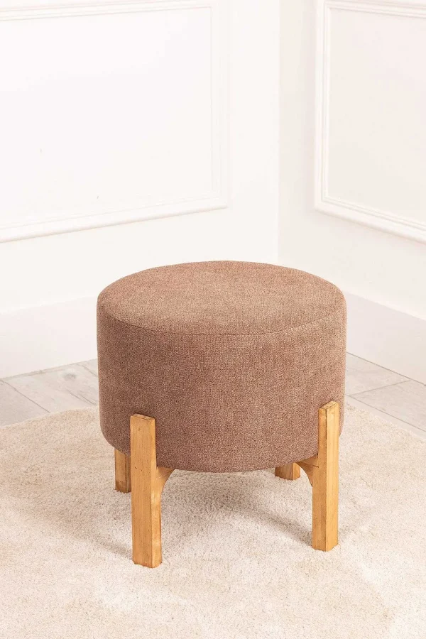 Carraig Donn HOME Brown Linen Upholstered Foot Stool* Homeware