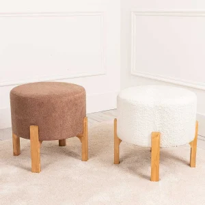 Carraig Donn HOME Brown Linen Upholstered Foot Stool* Homeware