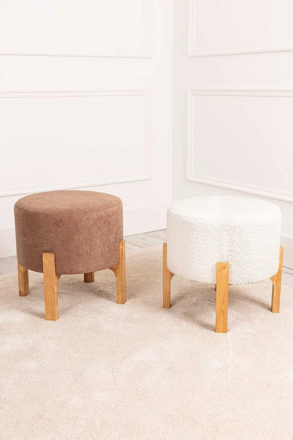 Carraig Donn HOME Brown Linen Upholstered Foot Stool* Homeware