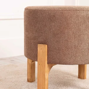 Carraig Donn HOME Brown Linen Upholstered Foot Stool* Homeware