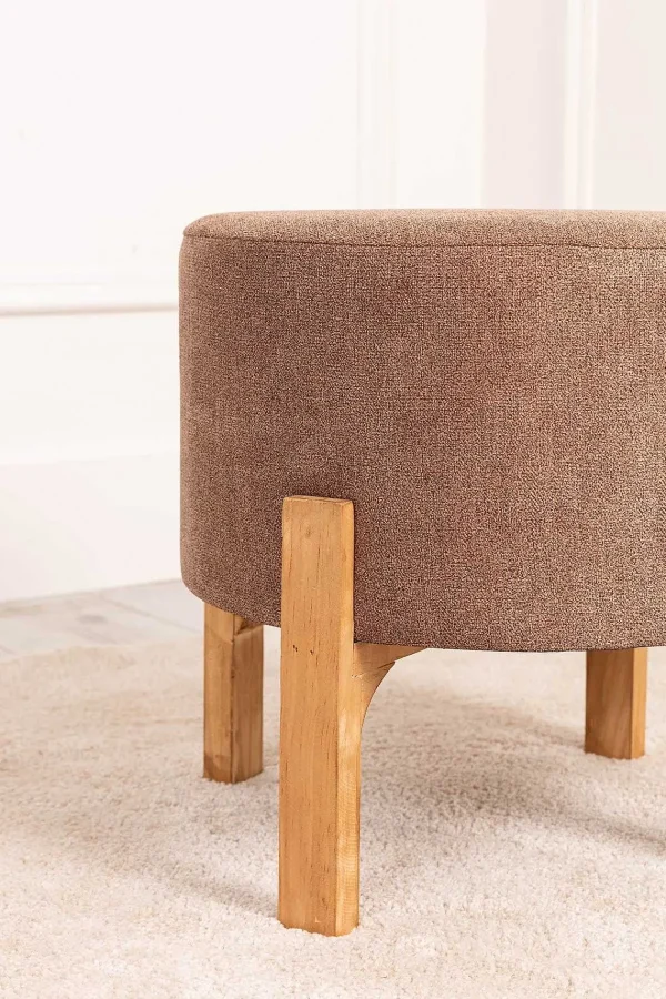 Carraig Donn HOME Brown Linen Upholstered Foot Stool* Homeware