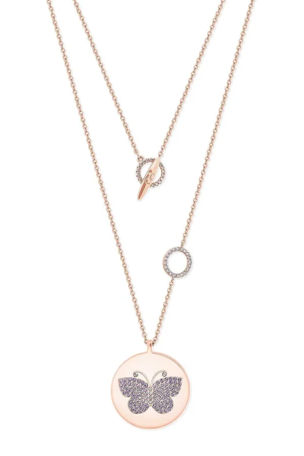 Tipperary Crystal Jewellery Butterfly Disc Pendant In Rose Gold* Boxed Gifts