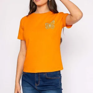 Kelly & Grace Weekend Butterfly T-Shirt In Orange*Women Tops & Blouses