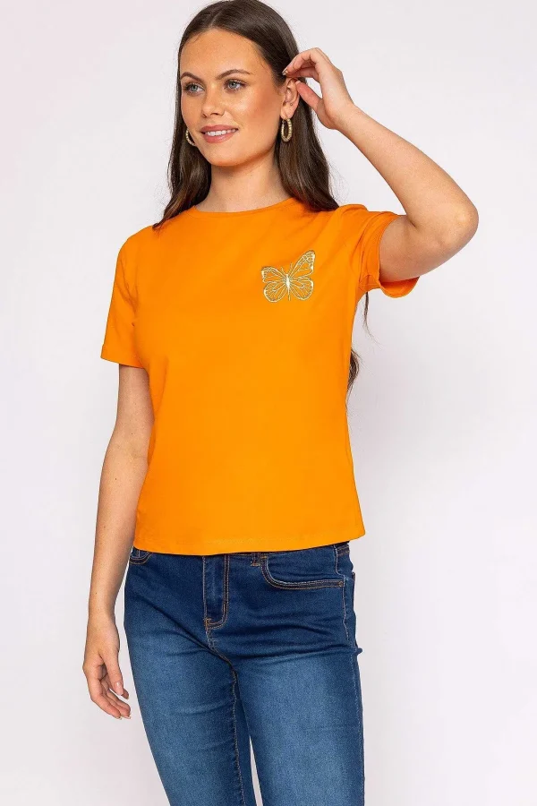 Kelly & Grace Weekend Butterfly T-Shirt In Orange*Women Tops & Blouses