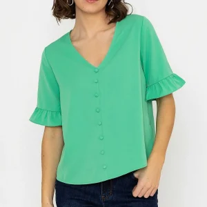 Rowen Avenue Button Blouse In Green*Women Tops & Blouses