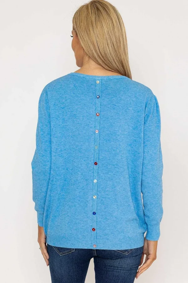 J'aime la Vie Button Detail Knit In Blue*Women Jumpers & Cardigans