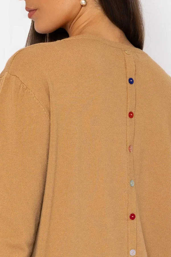 J'aime la Vie Button Detail Knit In Camel*Women Jumpers & Cardigans