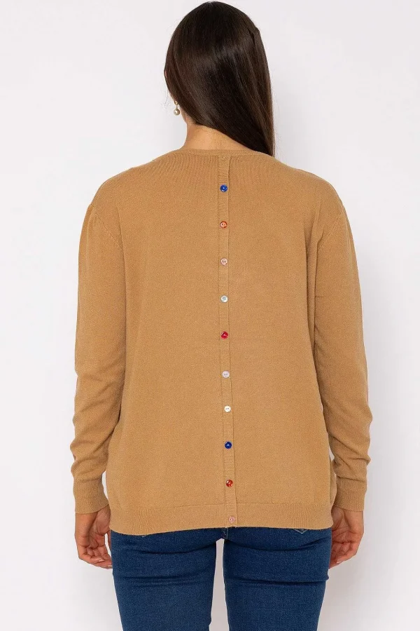 J'aime la Vie Button Detail Knit In Camel*Women Jumpers & Cardigans