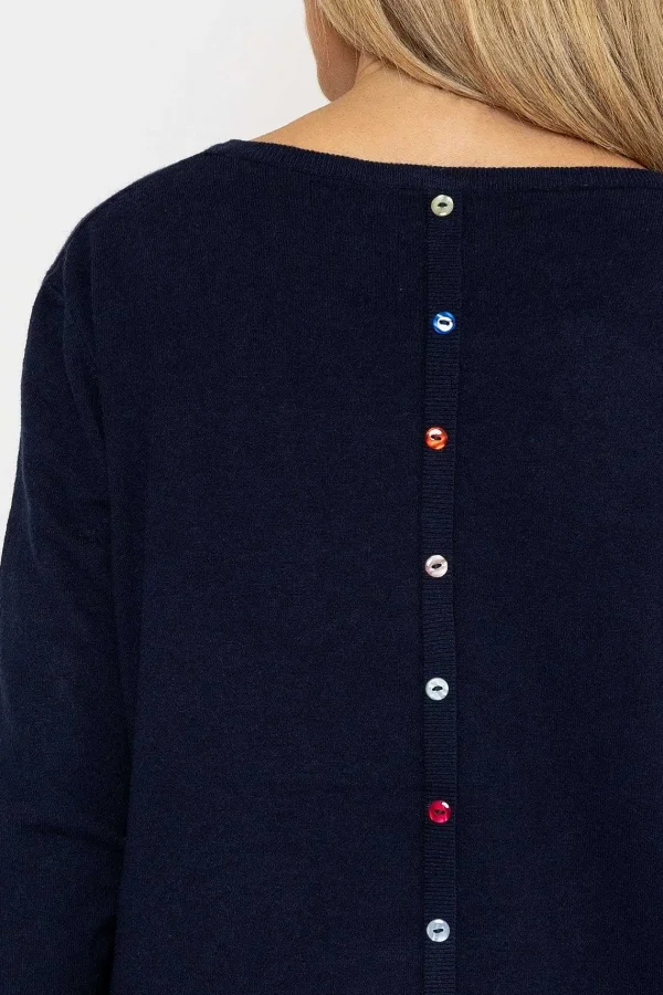 J'aime la Vie Button Detail Knit In Navy*Women Jumpers & Cardigans