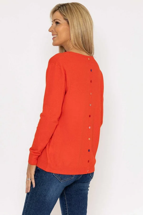 J'aime la Vie Button Detail Knit In Orange*Women Jumpers & Cardigans