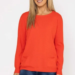 J'aime la Vie Button Detail Knit In Orange*Women Jumpers & Cardigans