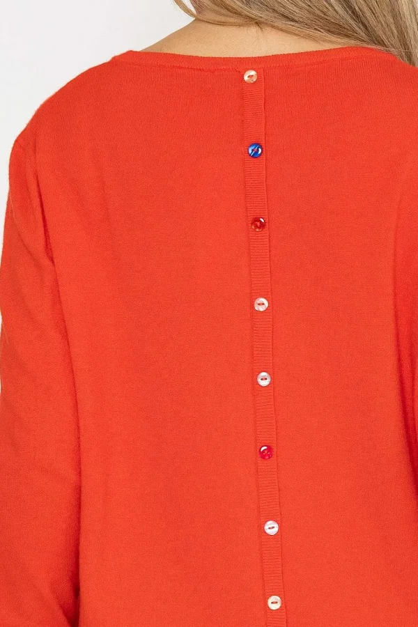 J'aime la Vie Button Detail Knit In Orange*Women Jumpers & Cardigans