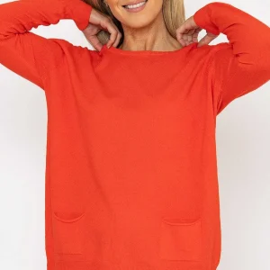 J'aime la Vie Button Detail Knit In Orange*Women Jumpers & Cardigans