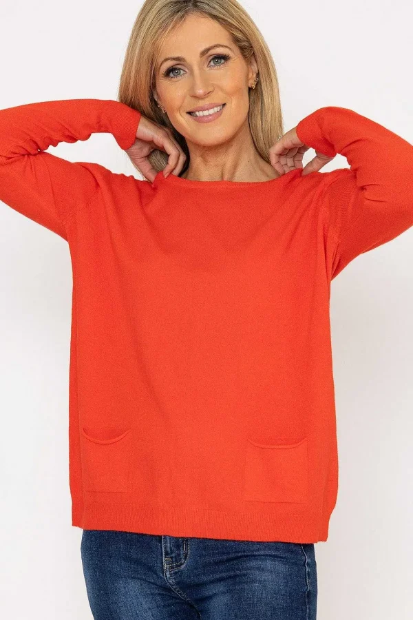 J'aime la Vie Button Detail Knit In Orange*Women Jumpers & Cardigans