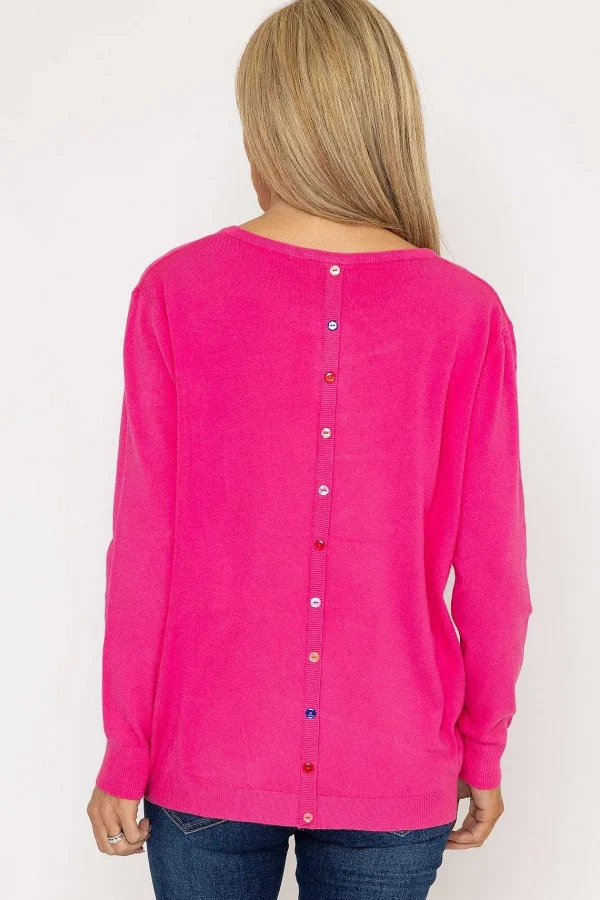 J'aime la Vie Button Detail Knit In Pink*Women Jumpers & Cardigans