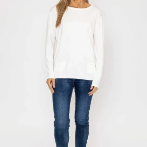J'aime la Vie Button Detail Knit In White*Women Jumpers & Cardigans