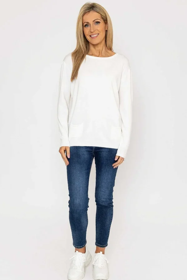 J'aime la Vie Button Detail Knit In White*Women Jumpers & Cardigans